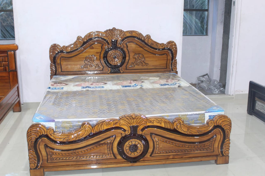 YELODZ furniture Teak Wood King Size Bed  |  75 X 72    Warm Chesnut